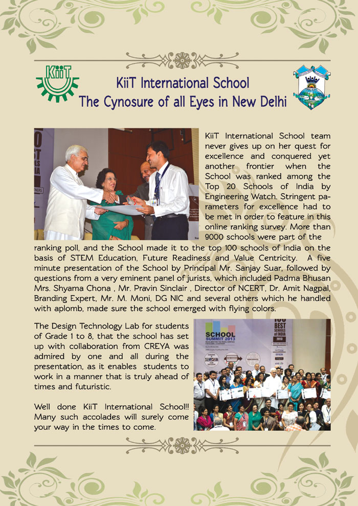 Education World the premier magazine on schooling and education has ranked KiiTIS Education World the premier magazine on schooling and education has ranked KiiTIS